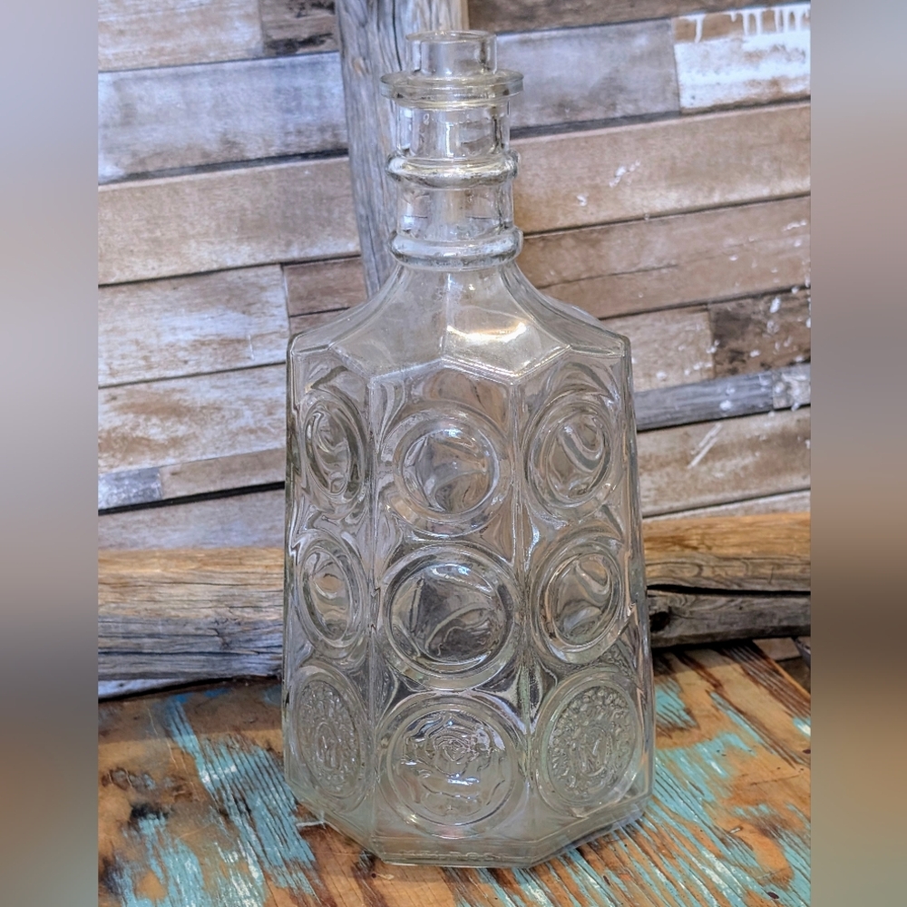 Vintage Melrose Clear Glass Whiskey Decanter